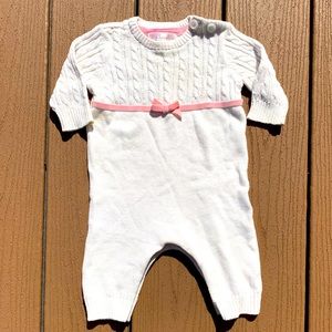 CHEROKEE GIRLS CABLE KNIT SWEATER ONESIE SIZE 3M